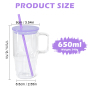 RTS US 6pcs Mixed Colors 20oz Glass Tumbler Clear Mug with Handle Jelly Lid Colored Straw for Sublimation and UV DTF Wraps