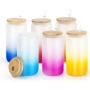 USA WAREHOUSE RTS Sublimation Tumblers 16oz Frosted Jelly Ombre Colored Glass Jar Sublimation Beer Can Glass Bottle 50pcs/ctn