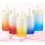 USA WAREHOUSE RTS Sublimation Tumblers 16oz Frosted Jelly Ombre Colored Glass Jar Sublimation Beer Can Glass Bottle 50pcs/ctn
