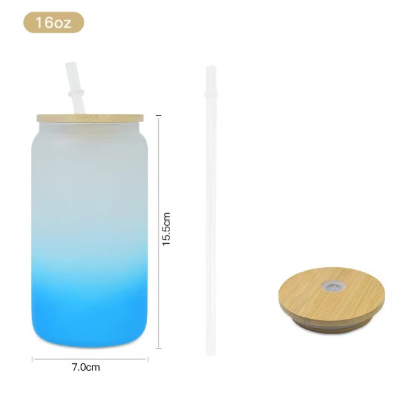 USA WAREHOUSE RTS Sublimation Tumblers 16oz Frosted Jelly Ombre Colored Glass Jar Sublimation Beer Can Glass Bottle 50pcs/ctn