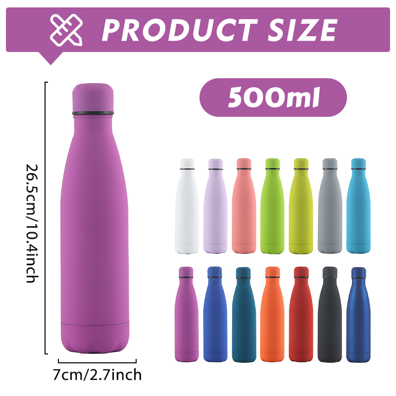 Double Wall 17oz Vacuum Flasks Cola Shape Fitness Thermoses Sports Bottle 500ml Stainless Steel Outdoor Sport Water Bottle
