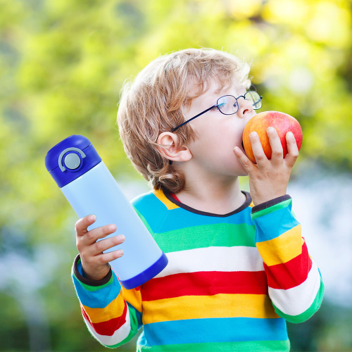 Wholesale 12oz Stainless Steel Kids Water Bottle Sublimation Blanks Tumblers Straw Flip Top Lid Straight Sippy Cup for Children