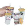 Pre-Drilled 3oz Sublimation GLASS SNOW GLOBE SHOT GLASS Double Wall Shot Glasses 3oz Tumbler with Bamboo Lids