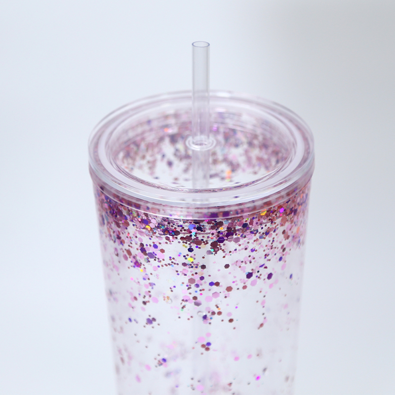 RTS 25pcs/ctn DIY Tumbler 24oz Double Walled Fillable Tumblers BPA Free Clear Pre-drilled Glitter Acrylic Tumbler