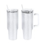 40oz Rough Glitter White Sublimation Tumbler with Handle and Straw Holograph Sparkle Iridescent Vacuum Insulated Tumbler
