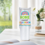 40oz Rough Glitter White Sublimation Tumbler with Handle and Straw Holograph Sparkle Iridescent Vacuum Insulated Tumbler