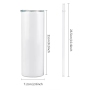 USA Warehouse Stock White 20oz Straight Skinny Sublimation Blanks Stainless Steel Tumblers Cups with Straw and Rubber Bottom