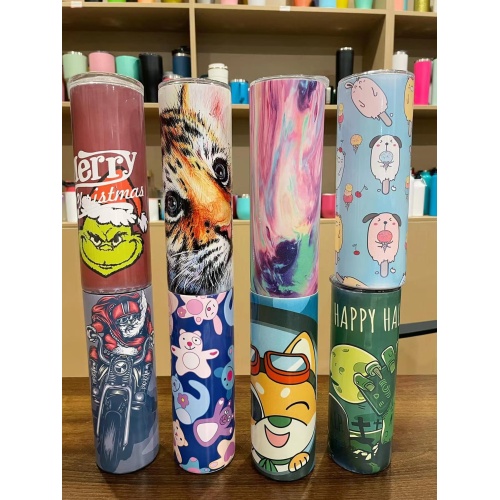 USA Warehouse Stock White 20oz Straight Skinny Sublimation Blanks Stainless Steel Tumblers Cups with Straw and Rubber Bottom