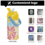Creative 12oz Flat Kids Water Bottle Double Wall Stainless Steel Kids Sublimation Tumbler with Colorful Flip Straw Lids