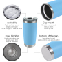 20 oz Powder Coat Tumbler Mugs Coffee Customized Double Wall Insulated Stainless Steel Water Bottle Bulk Blank Coating Tumbler