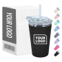 Custom Dual-Material Design Plastic Exterior Stainless Steel Interior 420ml / 14oz Secure Grip Car Tumbler