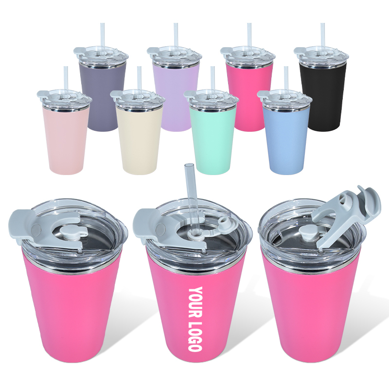 Custom Dual-Material Design Plastic Exterior Stainless Steel Interior 420ml / 14oz Secure Grip Car Tumbler