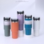 Custom 30oz 304 Stainless Steel Insulated Cup Double Wall Laser Engraving Powder Coated Straw Straight Car Tumbler Thermal Mug