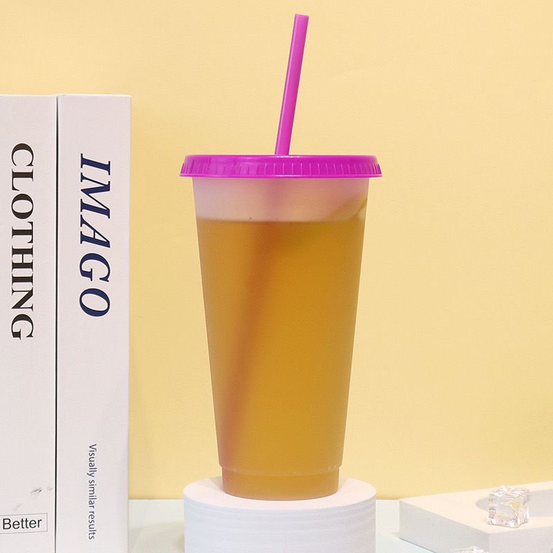 New 24oz Clear Plastic Tumbler with Lids and Straws Reusable Cups Water Bottle Cute Cold Cups for Iced Coffee