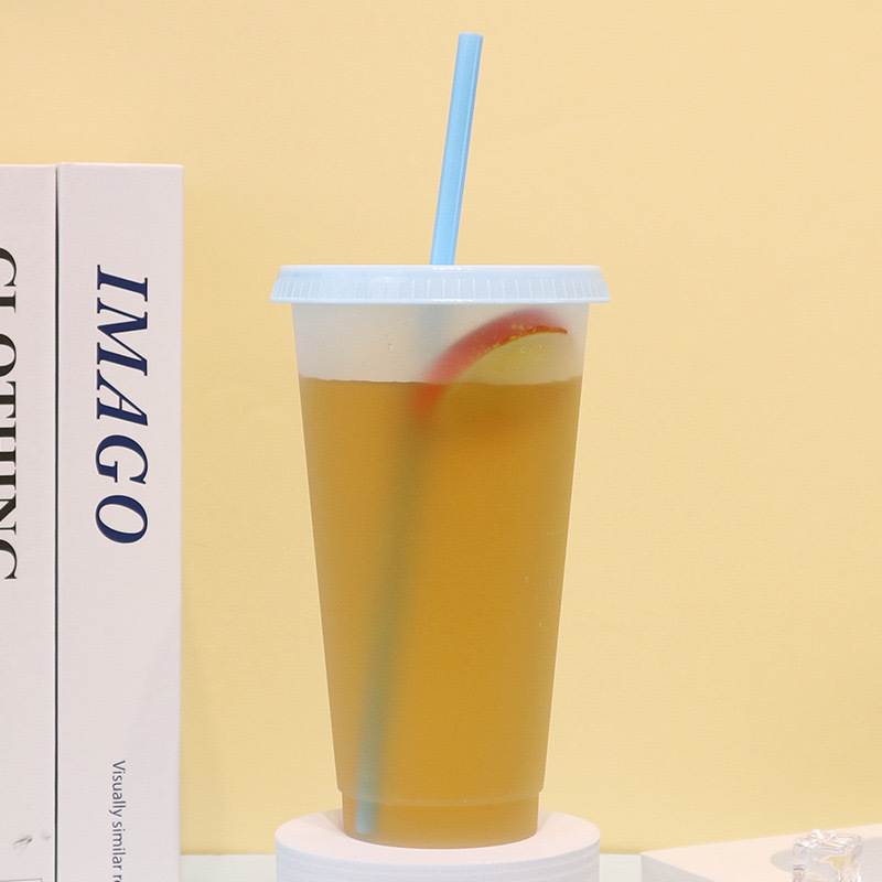 New 24oz Clear Plastic Tumbler with Lids and Straws Reusable Cups Water Bottle Cute Cold Cups for Iced Coffee