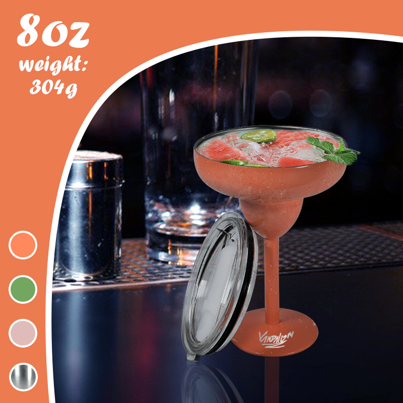 New Laser Custom Logo 8oz Colored Stainless Steel Margarita Cup Beer Can Tumbler Stainless Stable Base Beer Mugs for Party Bar