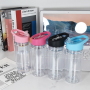 RTS USA Warehouse Stocked 60pcs/ctn10oz Double Wall Plastic Kids Cup with Pre Drilled Hole and Plug Colored Lids 4 Colors Mixed