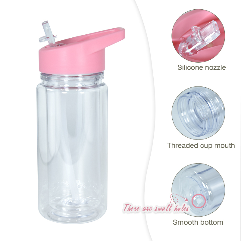RTS USA Warehouse Stocked 60pcs/ctn10oz Double Wall Plastic Kids Cup with Pre Drilled Hole and Plug Colored Lids 4 Colors Mixed