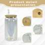 US Warehouse RTS 6pcs/ctn 16oz Glass Can Clear Sublimation Electroplating Glass Tumler Mugs with Bamboo Lid and Plastic Straw