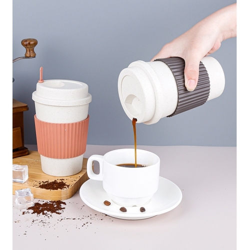 Wholesale Custom Logo Printing Wheat Straw Plastic Portable Water Coffee Cups Office Home Drink Mugs Take Away Heat-resistant