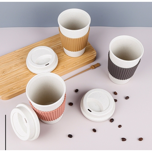 Wholesale Custom Logo Printing Wheat Straw Plastic Portable Water Coffee Cups Office Home Drink Mugs Take Away Heat-resistant