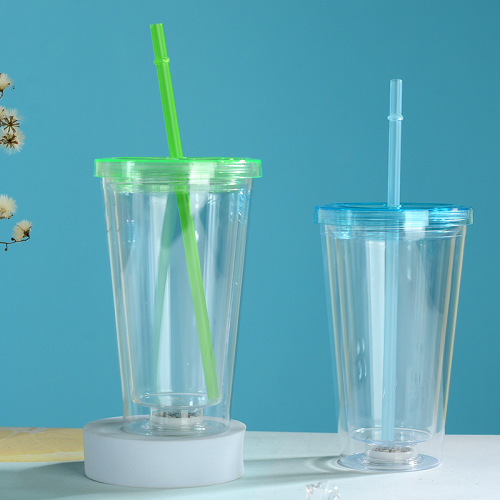 Wholesale Plastic 16oz Double Walled Tumbler Acrylic Blank Cup DTF Light up Travel Cups with Flashing LED Glowing Lights