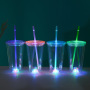 Wholesale Plastic 16oz Double Walled Tumbler Acrylic Blank Cup DTF Light up Travel Cups with Flashing LED Glowing Lights