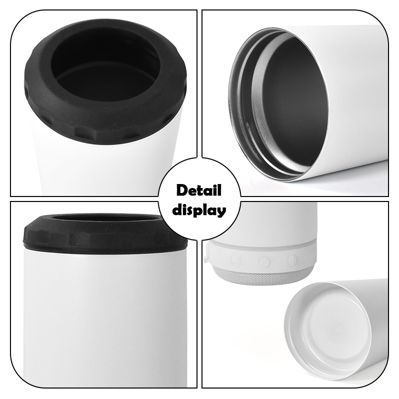 Matte Colored 16oz 4 in 1 Can Cooler New Custom Powder Coated 16oz Wireless Speaker Cup Tumbler with Speaker