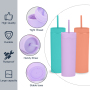 Hotsale 16oz Plastic Double Wall Black Plain Matte Colored Acrylic Skinny Tumbler Cups With Straw for UV Vinyl DIY 60pcs/ctn