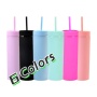 Hotsale 16oz Plastic Double Wall Black Plain Matte Colored Acrylic Skinny Tumbler Cups With Straw for UV Vinyl DIY 60pcs/ctn
