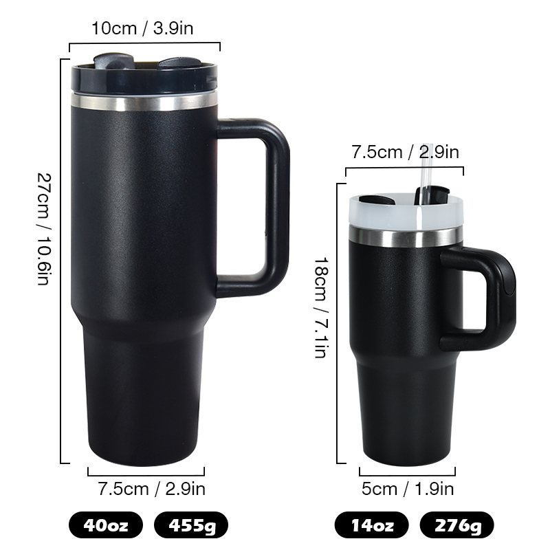 14oz Custom Logo Powder Coated Double Wall Stainless Steel Travel Kids Mug Tumbler Cup With Handle for Laser Engraving Printing