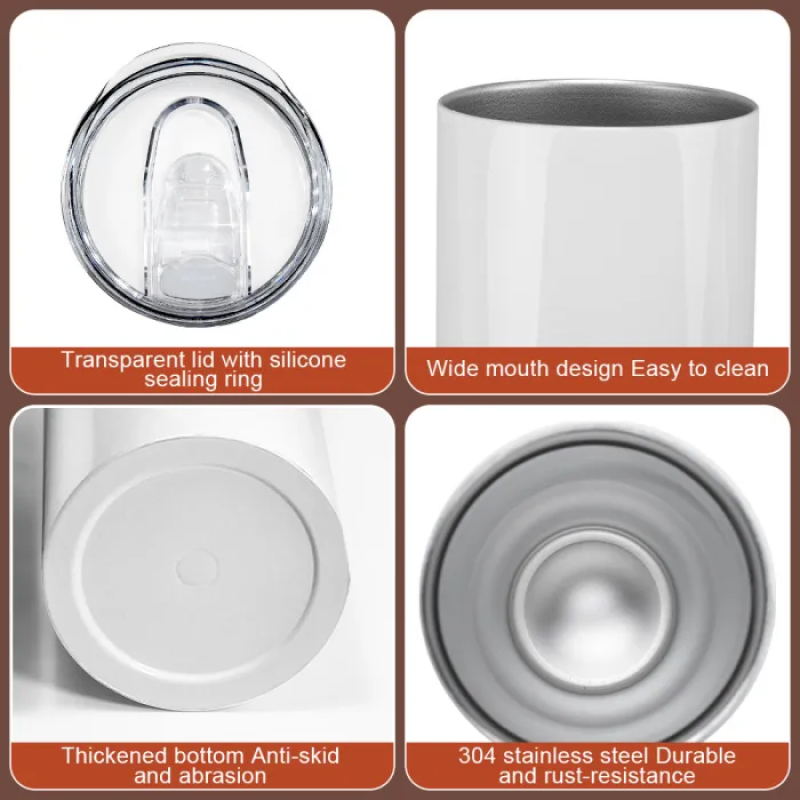 USA Stocked 20oz Stainless Steel Vacuum Water Tumbler Sublimation Blanks Flat Edge Cup 20oz Skinny Sublimation Tumbler 25PCS/CTN