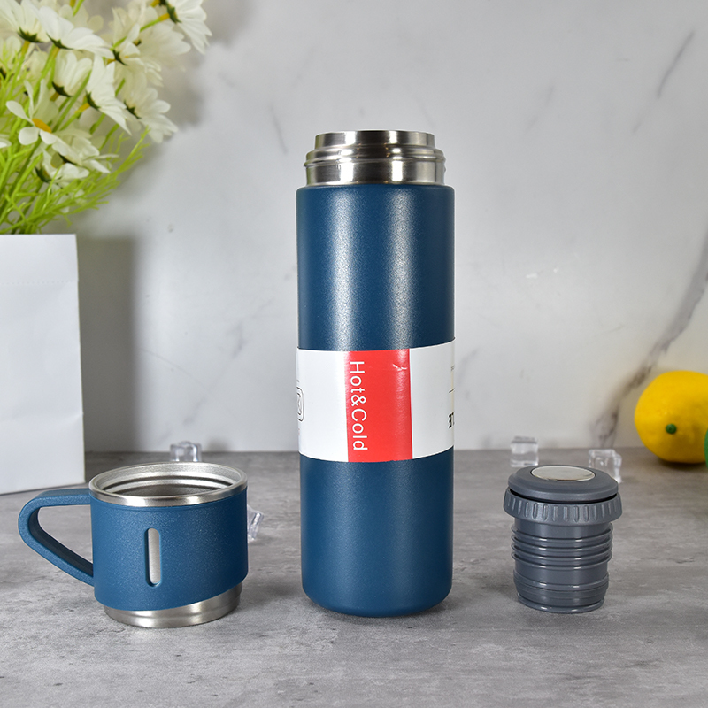 500ml Double-Wall Thermal Mug Gift Set Tea Cup 304 Stainless Steel Tumbler Water Bottle Portable Vacuum Flask with 2 Extra Cup