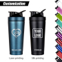 Custom logo High Quality 750ml 304 Stainless Steel Protein Shaker Bottle Gym Shaker Cup Metal Vacuum Mixer Bottle with Stire