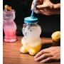 New Wholesale Creativity Cute Glass Cartoon Shaped Juice Cup Coffee Cups Gift Mugs with Straw and Lid Drinking Water Bottles