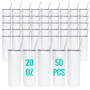 RTS 50pcs/ctn US Warehouse 20oz Sublimation Straight Tumbler Insulated Double Wall Stainless Steel Cup With Plastic Straw