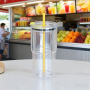 RTS 18oz Acrylic Tumblers Cup Snow Globe Water Tumbler clear Iced Coffee Mug 510ML Double Wall Beer Can With Colored Lid