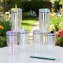 RTS 18oz Acrylic Tumblers Cup Snow Globe Water Tumbler clear Iced Coffee Mug 510ML Double Wall Beer Can With Colored Lid