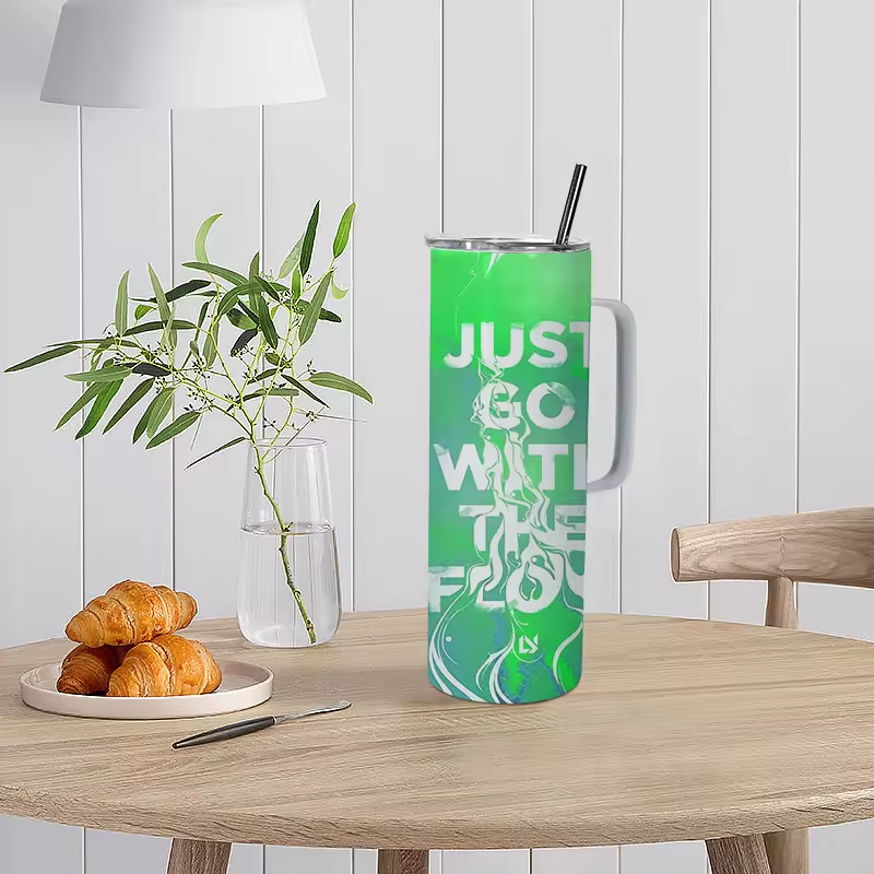 US Warehouse RTS 20oz Handled Cup Stainless Steel Travel Tumbler White 20oz Sublimation Tumbler With Handle Slide Lid 30pcs/ctn