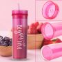Hot Party Wedding Favor 16oz 450ml DOUBLE WALL Acrylic Skinny Tumblers Custom Personalized Cold Plastic Cups With Lid and Straw