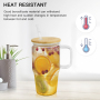 20oz Sublimation Glass Blanks Tumblers with Handle and Bamboo Lid Frosted Clear Coffee Tea Milk Glass Cups Mugs