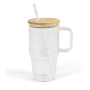 20oz Sublimation Glass Blanks Tumblers with Handle and Bamboo Lid Frosted Clear Coffee Tea Milk Glass Cups Mugs
