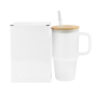 20oz Sublimation Glass Blanks Tumblers with Handle and Bamboo Lid Frosted Clear Coffee Tea Milk Glass Cups Mugs
