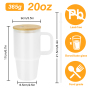 20oz Sublimation Glass Blanks Tumblers with Handle and Bamboo Lid Frosted Clear Coffee Tea Milk Glass Cups Mugs