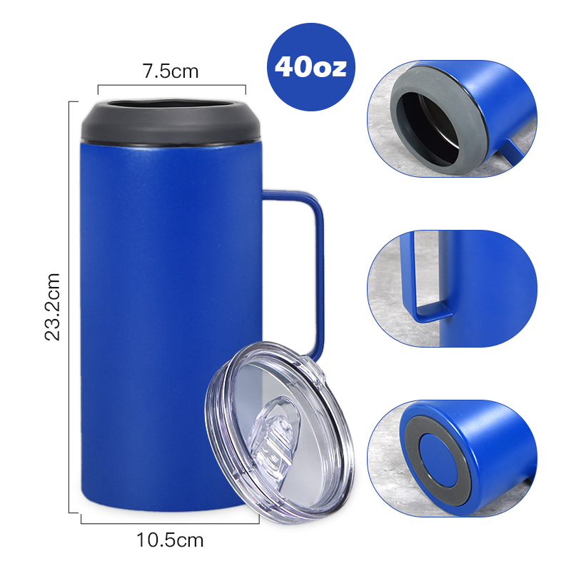 Custom logo Porta Latas 4 En 1 40 oz Can Cooler With Handle Regular Can & Beer Bottle Keep Cold Double Walled Insulated