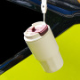 Custom Logo Coffee Mug 316 Stainless Steel Vacuum Flask Portable Leakproof Water Bottle PP Lid Milk Tea Coffee Cup With Straw