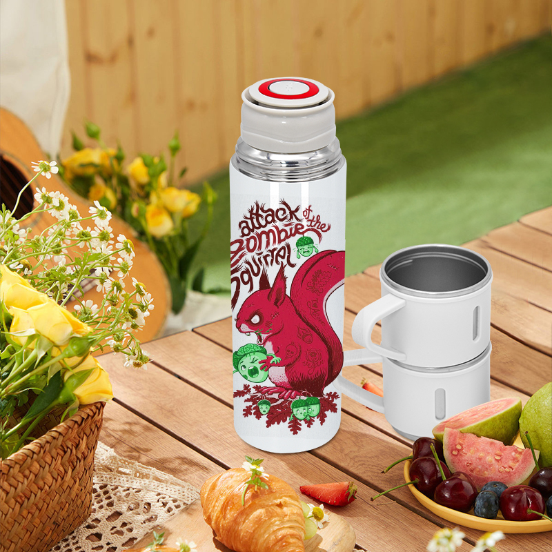 Christmas Gifts Stainless Steel Tee Cup Double Water Mug Colors Box Gift Water Bottle Vacuum Flask with 2 Cups