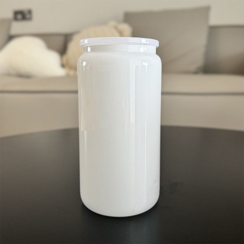 New 16oz Glasses Blank Sublimation Glass Cans Glass Tumblers Beer Mugs with Colorful PP Lid for Heating Press Printing DIY