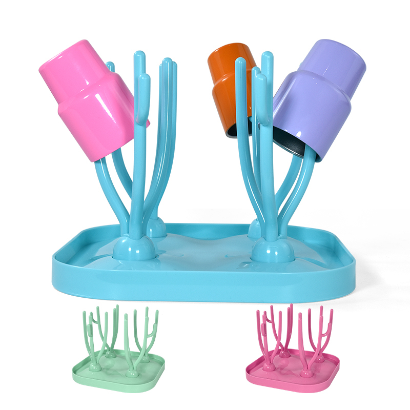RTS US Warehouse 3pcs/ctn Bottle Drying Rack with Tray, 21.5*21.5cm Mini Wine Shot Glasses Bottle Dryer Holder for Bottles