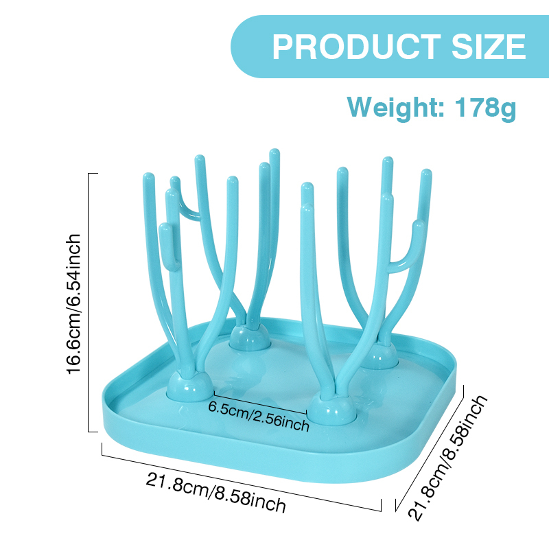 RTS US Warehouse 3pcs/ctn Bottle Drying Rack with Tray, 21.5*21.5cm Mini Wine Shot Glasses Bottle Dryer Holder for Bottles